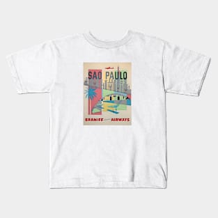 Sao Paulo Brazil Braniff Travel Poster 1960s Kids T-Shirt